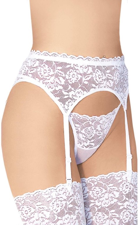 Elegancki Pas do Pończoch z Koronką 3305 – Biały, Rozmiar 3XL
