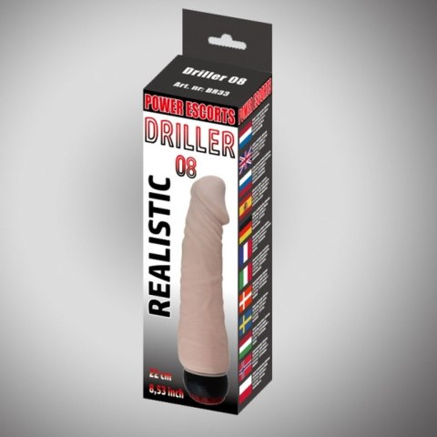 Driller 08 – Realistyczny Wibrator Cielisty z Intensywnymi Wibracjami, 22 cm