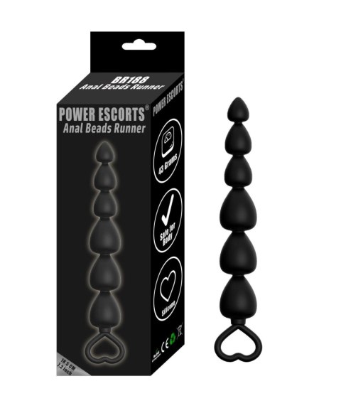 Power Escorts Runner – Dynamiczne Kulki Analne z Czarnego Silikonu