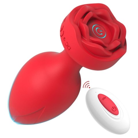 Ekskluzywny Wibrujący Plug Analny z Pilotem – Zmysłowa Róża – 10 Funkcji, Ładowany USB