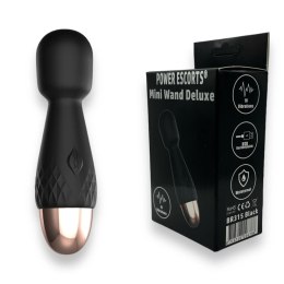 Power Escorts - Mini Masażer Wand De Luxe - Czarny, Silikonowy Wibrator 11,6 cm