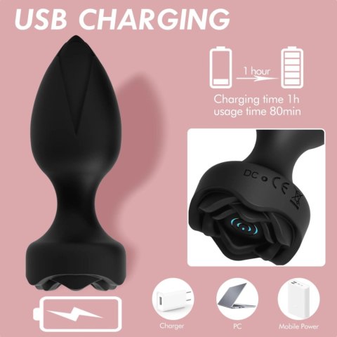 Wibracyjny Korek Anany Princess – Zdalnie Sterowany, 10 Funkcji, Ładowany USB, Czarny