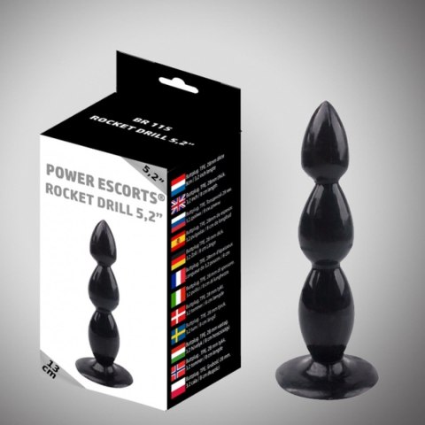 Czarny Plug Analny Rocket Drill – Głęboka Stymulacja 13 cm
