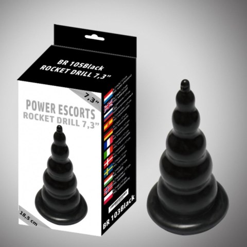 Potężny Anal Plug 'Rocket Drill' – Czarny, 18,5 cm