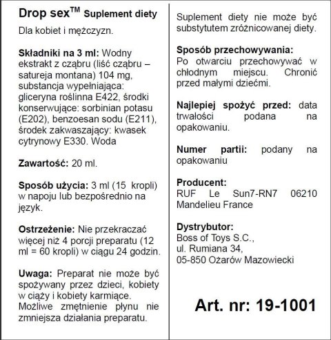 Krople Intensyfikujące Doznania DROP SEX 20 ml