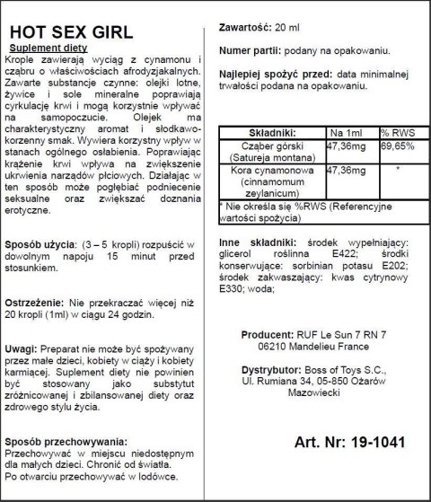 Hot Sex Girl 20ML: Zmysłowe Krople na Pożądanie