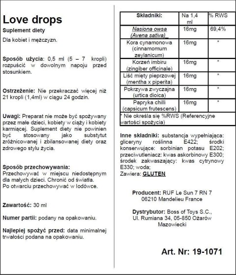 Love Drops – Eliksir Pożądania dla Dwojga 20 ml