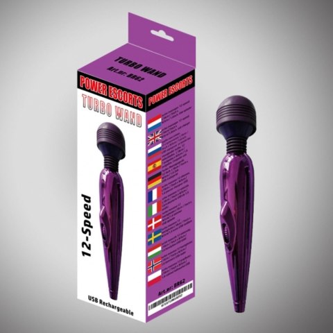 Fioletowy masażer-różdżka Turbo Wand 18 cm, 12 prędkości