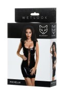 Błyszcząca Sukienka Wetlook z koronką MICHELLE – czarna L
