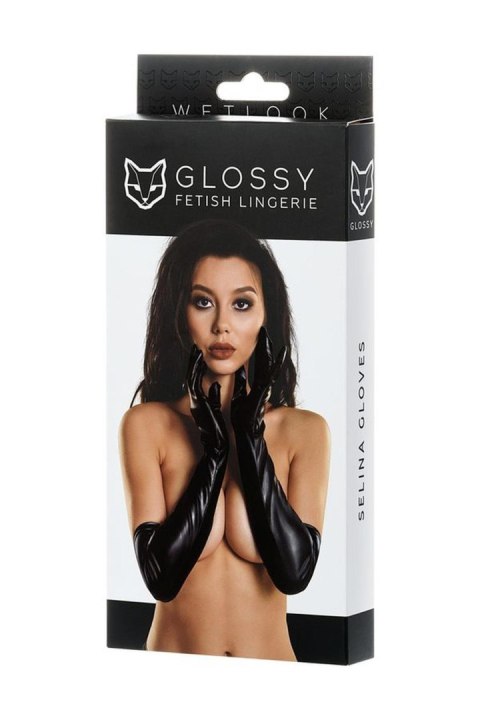 Błyszczące Rękawiczki 'Selina' Wetlook – Czarne L