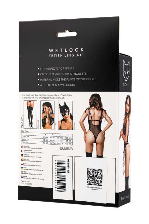 Zmysłowe Body Wetlook Amilia – Czarne, Rozmiar S
