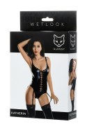 Klasyczne body KATHERIN z efektem mokrego połysku – czarne S