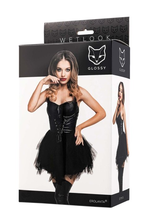 Zmysłowa sukienka Glossy Elisia Wetlook – Czarna, XL