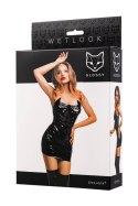 Elegancka Sukienka Wetlook Glossy Mirabell – Czarna, Rozmiar S