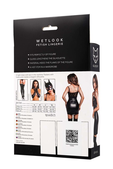 Sukienka Glossy Nelly, czarna, wetlook, rozmiar L