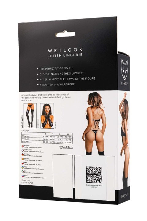Zmysłowe Body Glossy Reina Wetlook – Czarny, XL