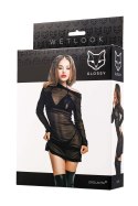 Kuszący Komplet Glossy Sheril Wetlook – Czarny, Rozmiar XL