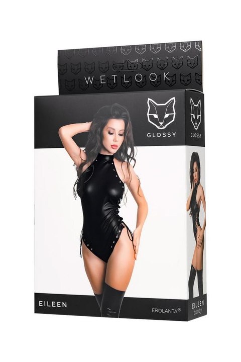 Body Wetlook 'Eileen' w zmysłowej czerni, rozmiar L