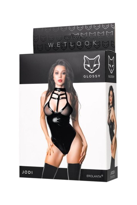 Zmysłowe body wetlook Jodi – czarne, rozmiar M