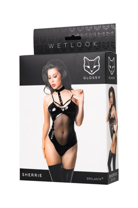 Zmysłowe body Wetlook Sherrie – czarne M