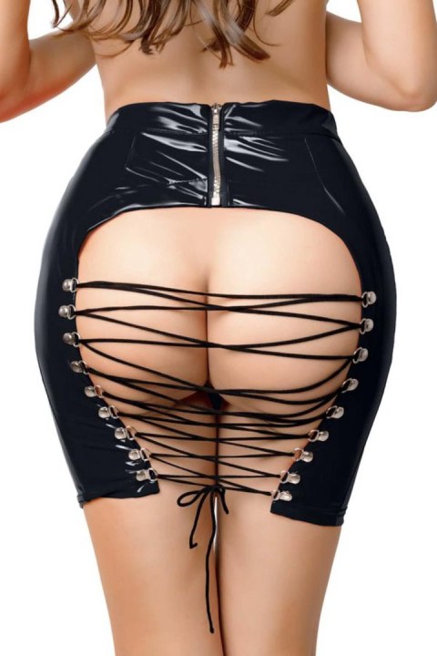 Zmysłowa spódniczka wetlook Leanne – czarna XL