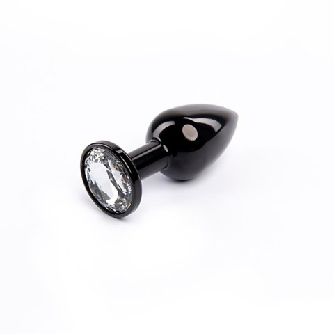 Czarny plug analny z białym diamentem