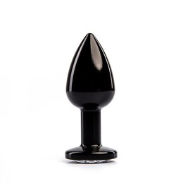 Czarny plug analny z białym diamentem