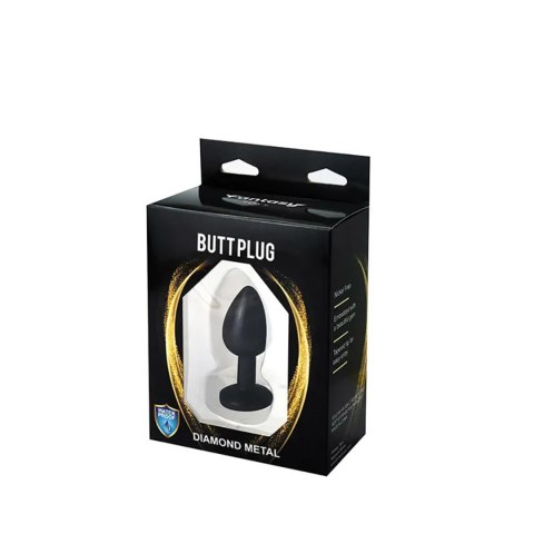 Czarny plug analny z białym diamentem
