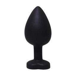Elegancki czarny plug analny w kształcie serca z białym kryształem