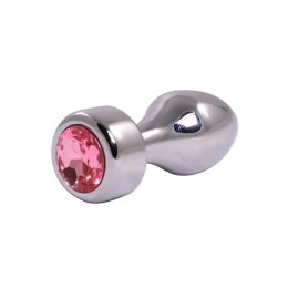 Srebrny plug analny z różowym diamentem