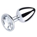 Luksusowy Srebrny Plug Analny z Białym Diamentem