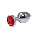 Srebrny plug analny z czerwonym diamentem