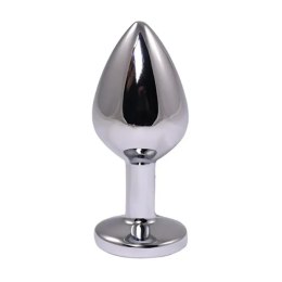 Srebrny plug analny z czerwonym diamentem