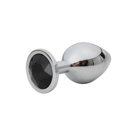 Elegancki Srebrny Plug Analny z Czarnym Diamentem