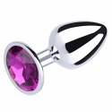 Elegancki srebrny mini plug analny z fioletowym diamentem