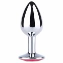 Elegancki srebrny mini plug analny z fioletowym diamentem