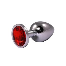 Luksusowy srebrny plug analny z czerwonym diamentem