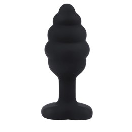 Elegancki Czarny Prążkowany Plug Analny