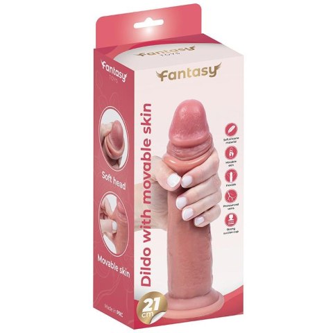 Realistyczne dildo silikonowe z ruchomą skórką, 21 cm