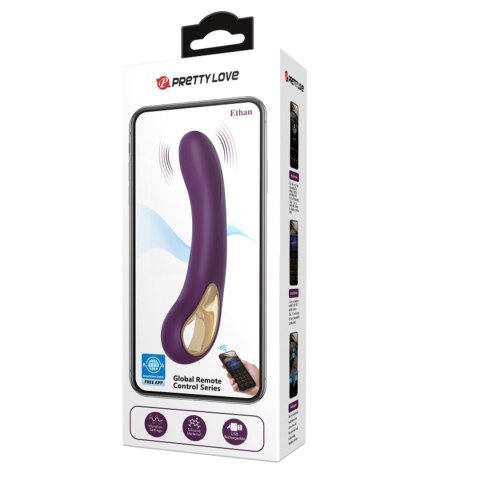 PRETTY LOVE Ethan – Purpurowy Wibrator z 12 Funkcjami Wibracji i Zdalnym Sterowaniem przez Aplikację Mobilną