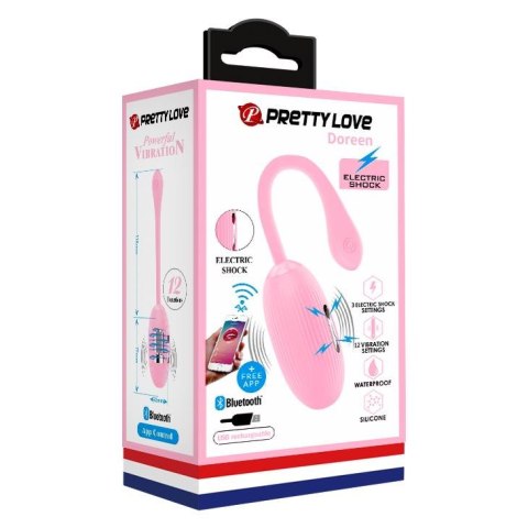 PRETTY LOVE - DOREEN 3: Wibrujące jajko z 12 trybami i 3 poziomami elektro-stymulacji, USB i aplikacją