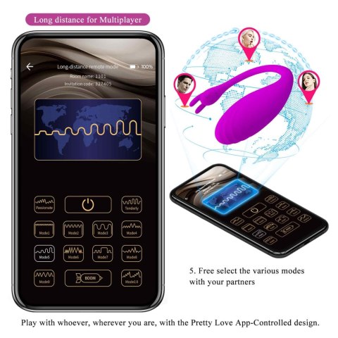 PRETTY LOVE - Catalina, 12 funkcji wibracji, sterowanie aplikacją mobilną na odległość