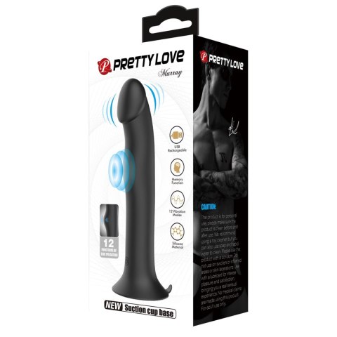 PRETTY LOVE Murray BLACK - Wibrator z 12 funkcjami wibracji i 12 ustawieniami fal pulsacyjnych, z przyssawką
