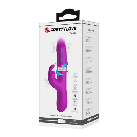 PRETTY LOVE - Reese: Wibrator Króliczek z 12 Funkcjami Wibracji, 4 Trybami Rotacji i 4 Programami Pchnięć