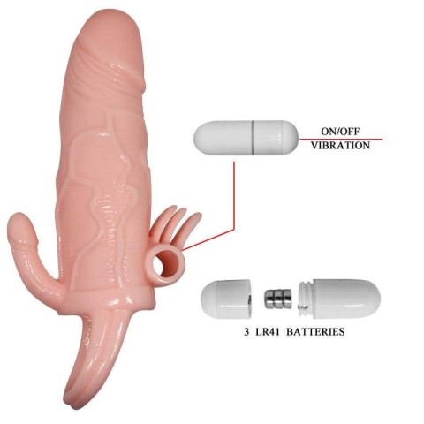 BAILE Brave Man Skin - wibrująca nakładka przedłużająca, 17 cm