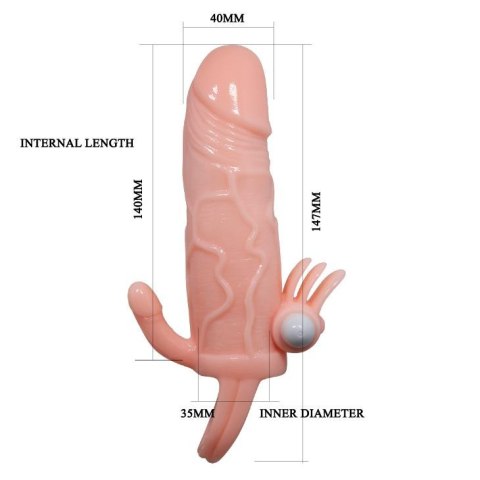 BAILE Brave Man Skin - wibrująca nakładka przedłużająca, 17 cm