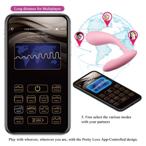 PRETTY LOVE - Baird, Wibrator do punktu G z 12 funkcjami wibracji i zdalnym sterowaniem przez aplikację mobilną