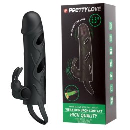 PRETTY LOVE - Wibrująca Nakładka na Penisa z Opaską na Jądra – Czarna