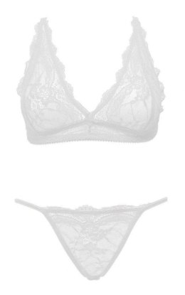 Ouno – Elegancki Dwuczęściowy Komplet Bielizny Koronkowej, Biały, Rozmiar L/XL