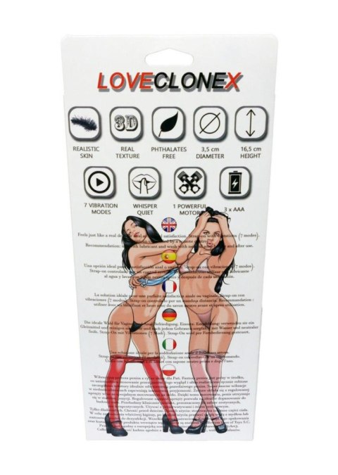 Wibracyjny Strap-On Atena LOVECLONEX z Cyber Skóry, 16 cm